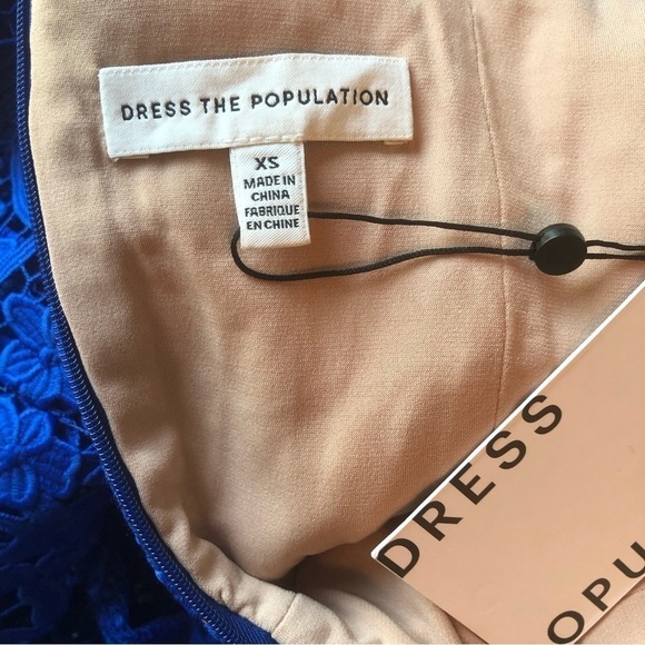 Dress The Population NWT Sleeveless Blue Lace Fit & Flare Midi Dress XS - Picture 8 of 10